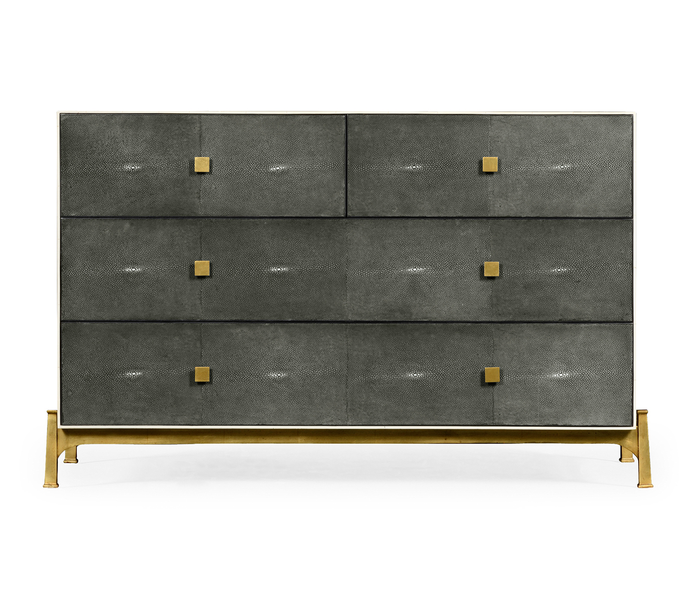 Anthracite Faux Shagreen & Gilded Large Chest of Drawers