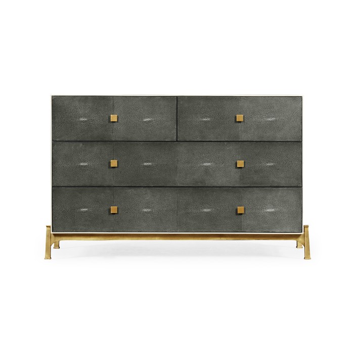 Anthracite Faux Shagreen & Gilded Large Chest of Drawers