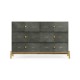 Anthracite Faux Shagreen & Gilded Large Chest of Drawers