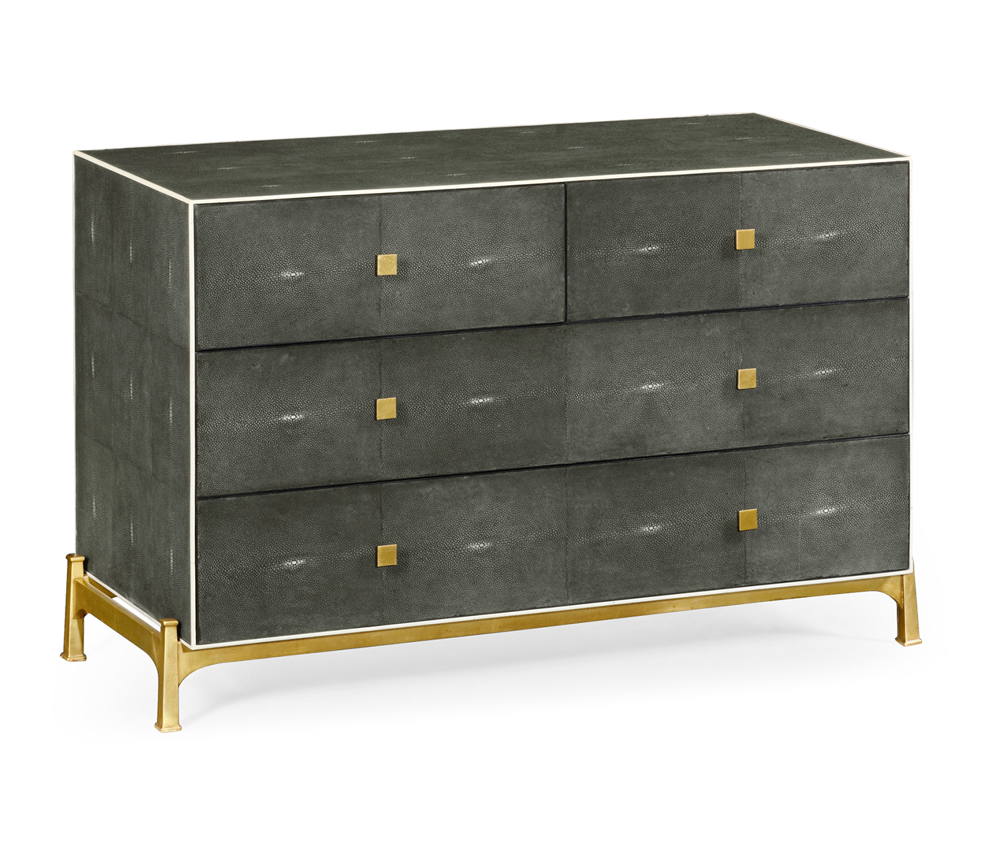 Anthracite Faux Shagreen & Gilded Large Chest of Drawers