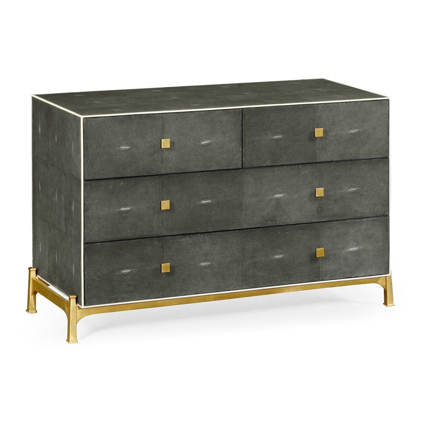 Anthracite Faux Shagreen & Gilded Large Chest of Drawers