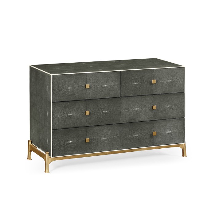 Anthracite Faux Shagreen & Gilded Large Chest of Drawers