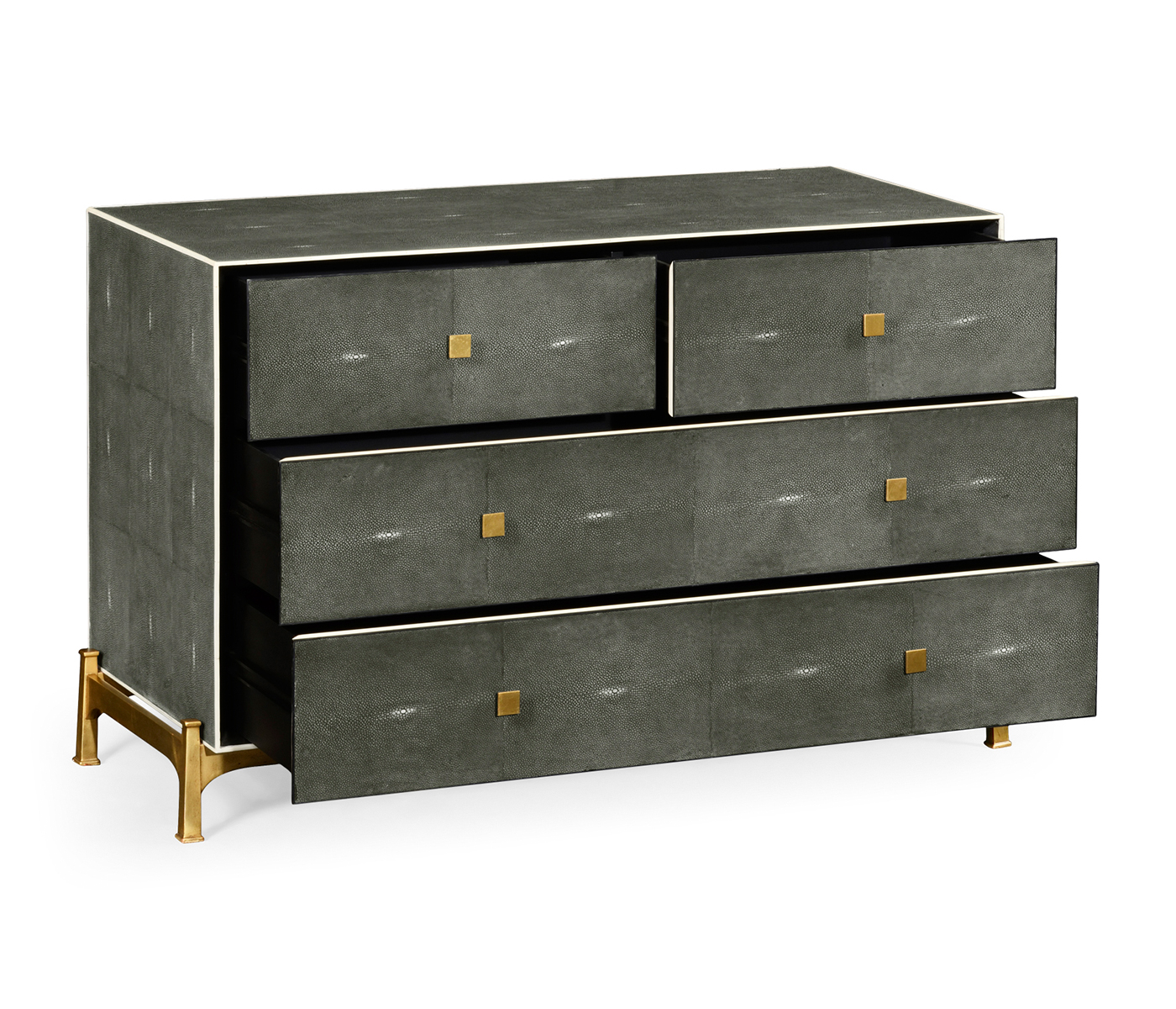 Anthracite Faux Shagreen & Gilded Large Chest of Drawers