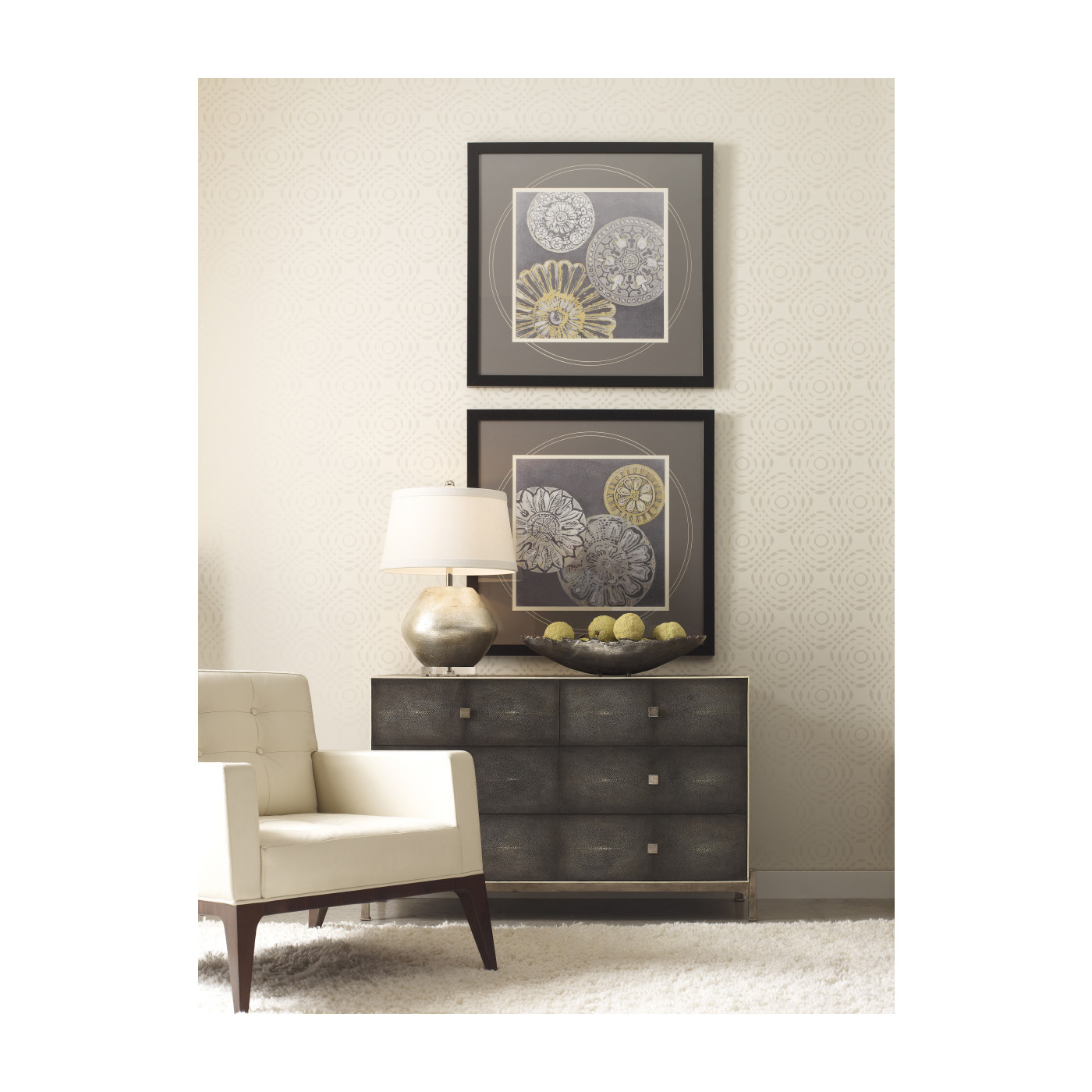 Anthracite Faux Shagreen & Gilded Large Chest of Drawers