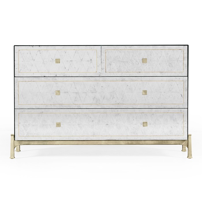 Églomisé & Silver Large Chest of Drawers