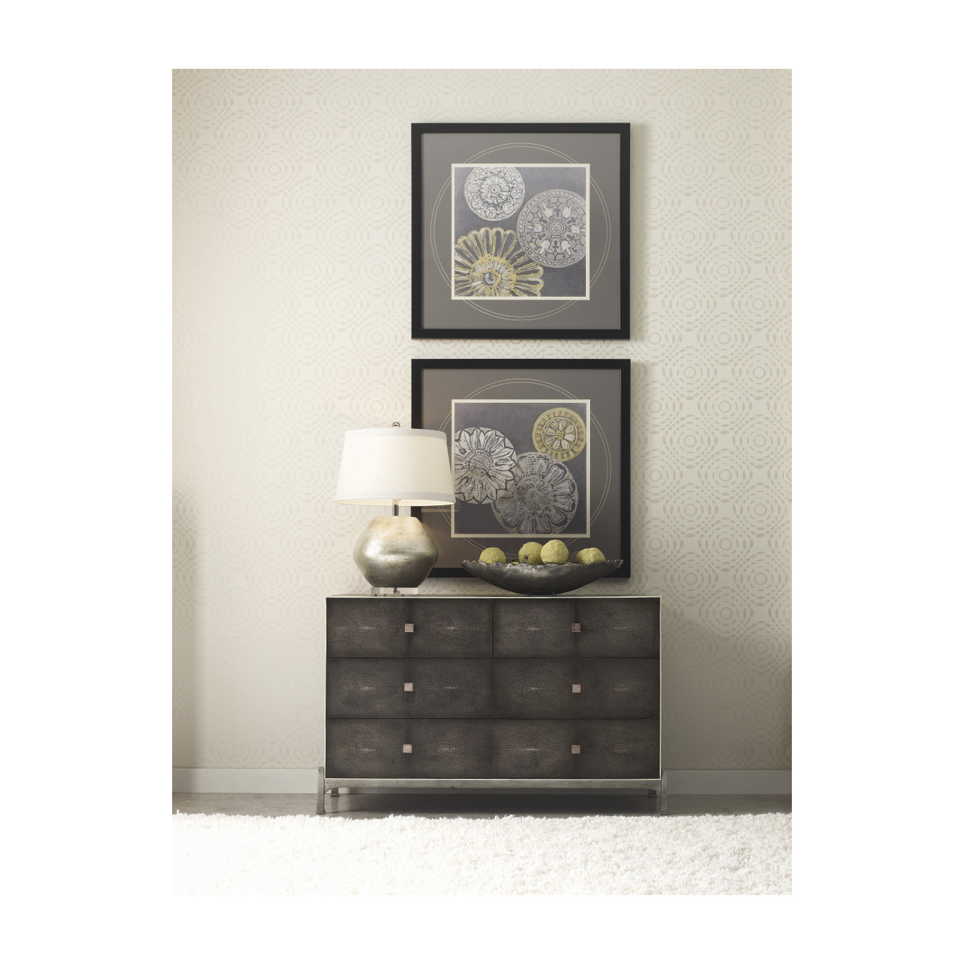 Églomisé & Silver Large Chest of Drawers