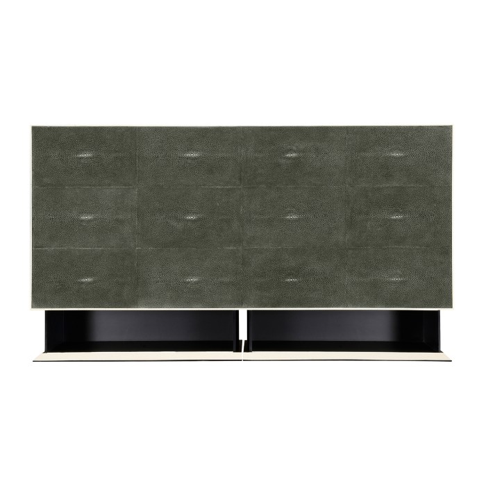 Anthracite Faux Shagreen & Silver Large Chest of Drawers