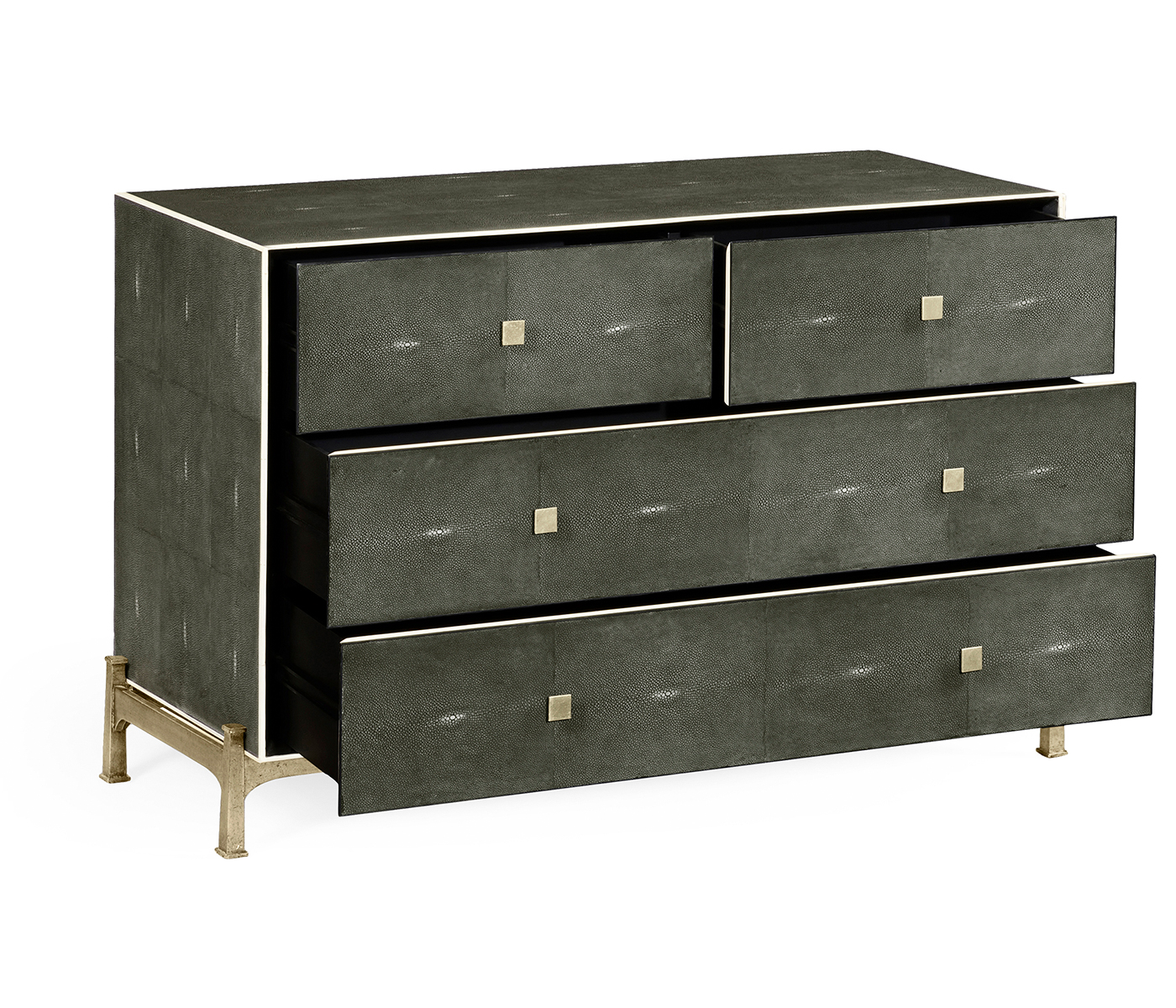 Anthracite Faux Shagreen & Silver Large Chest of Drawers