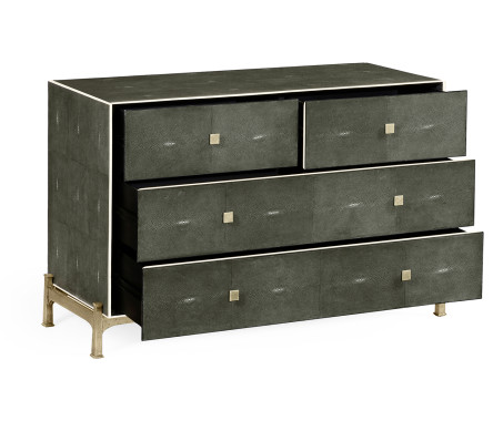 Anthracite Faux Shagreen & Silver Large Chest of Drawers