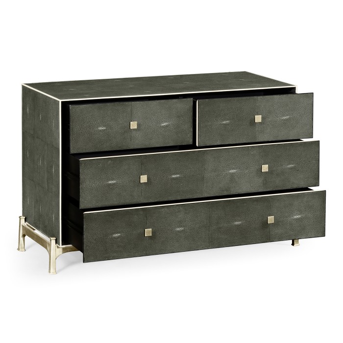 Anthracite Faux Shagreen & Silver Large Chest of Drawers