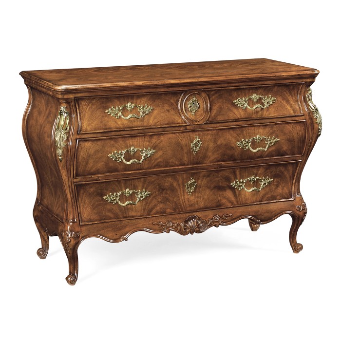 Louis XV crotch walnut chest of drawers