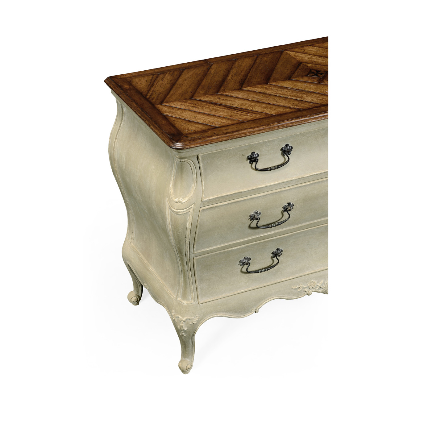 French provincial grey painted chest of drawers