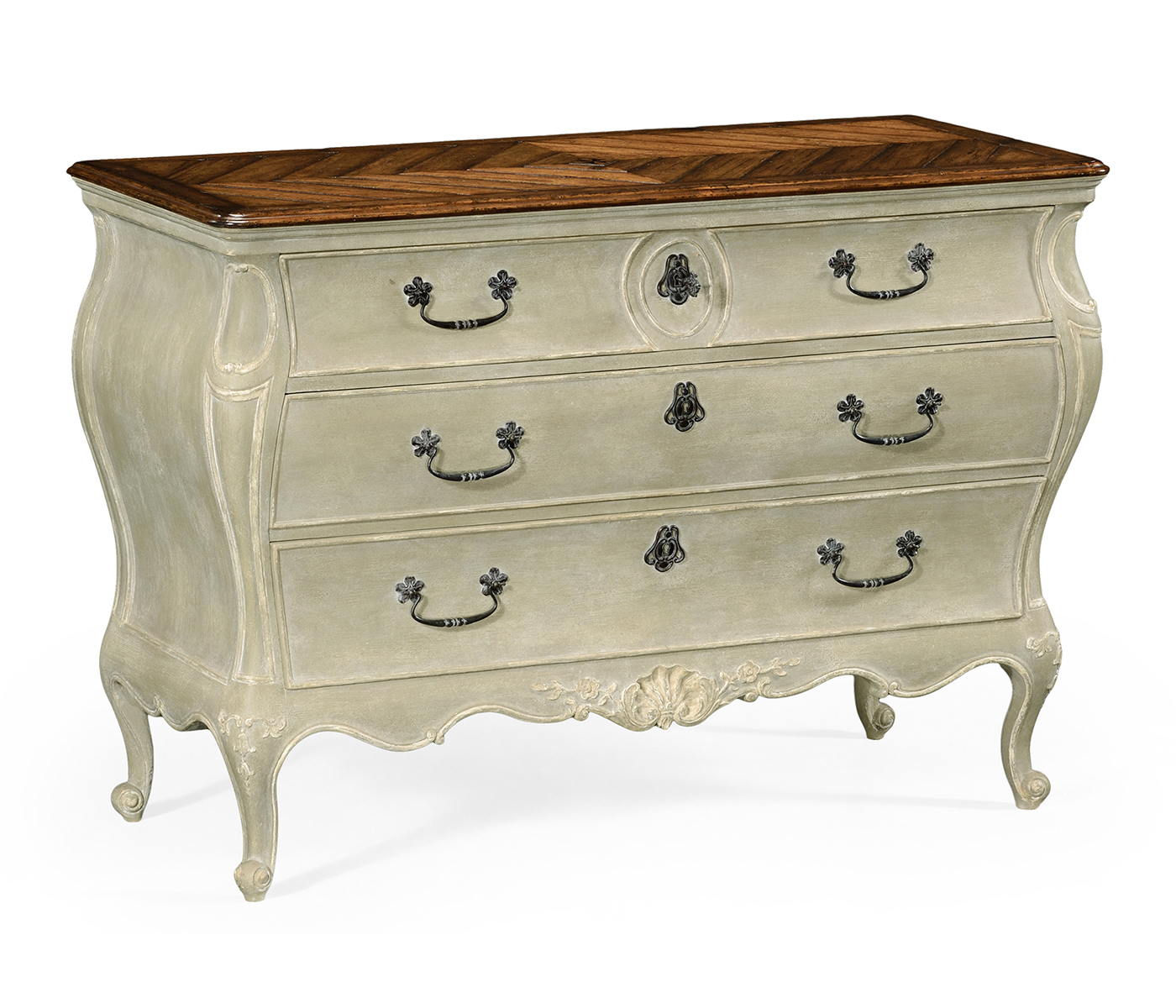French provincial grey painted chest of drawers
