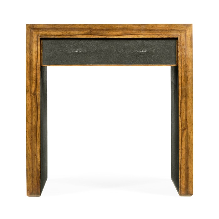 Argentinian walnut & anthracite faux shagreen side table