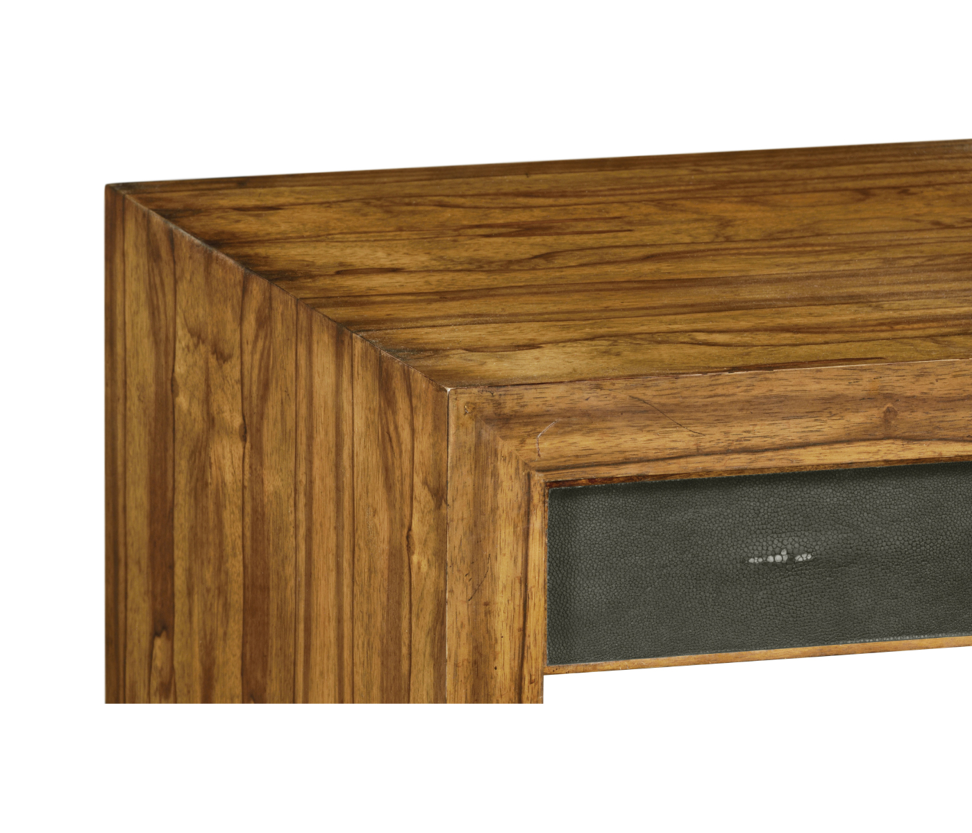 Argentinian walnut & anthracite faux shagreen side table