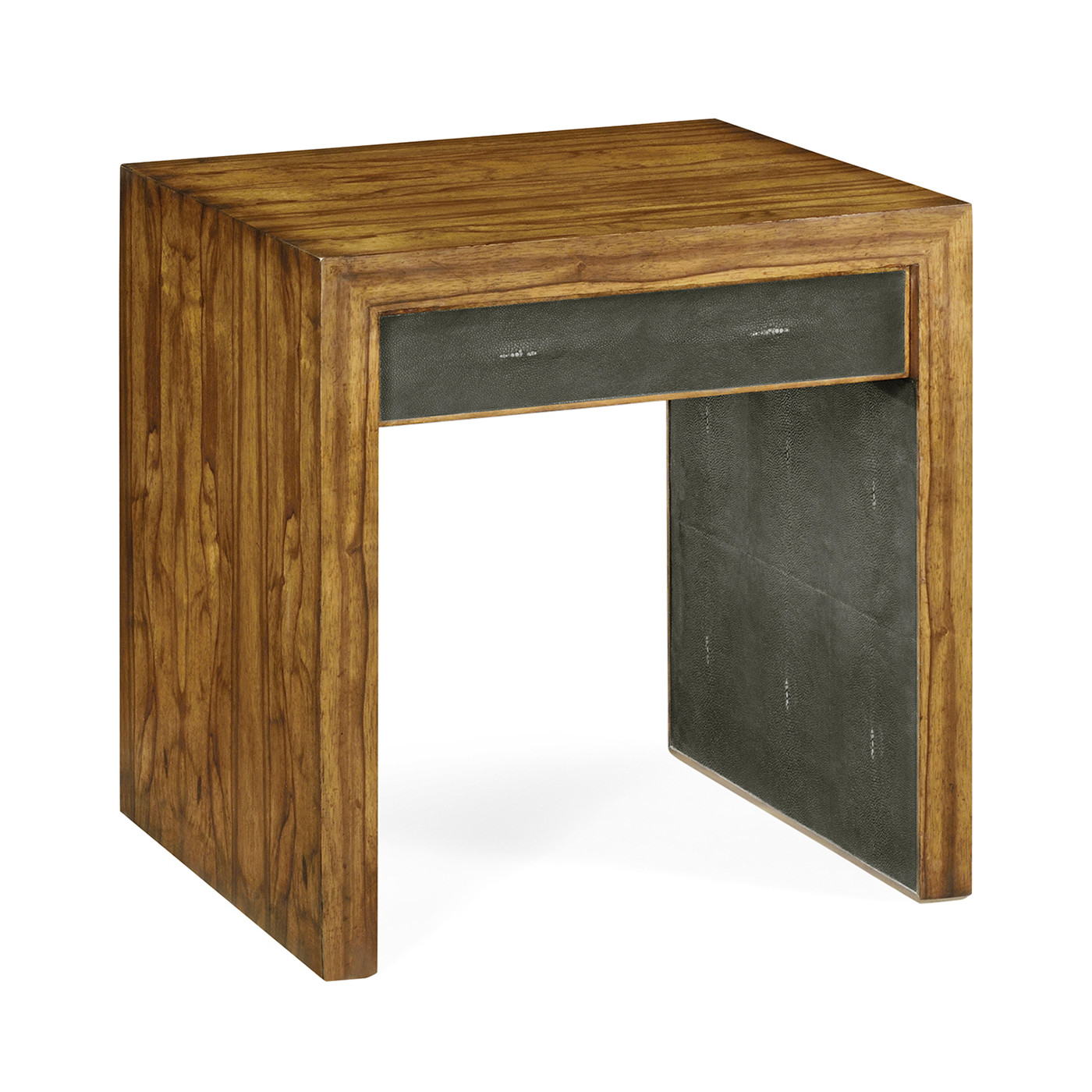 Argentinian walnut & anthracite faux shagreen side table