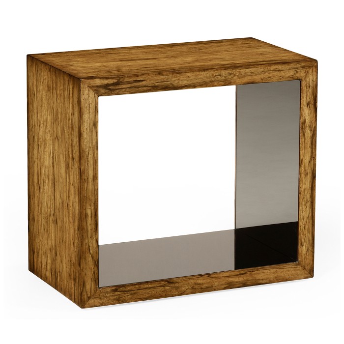 Argentinian walnut & black glass side table