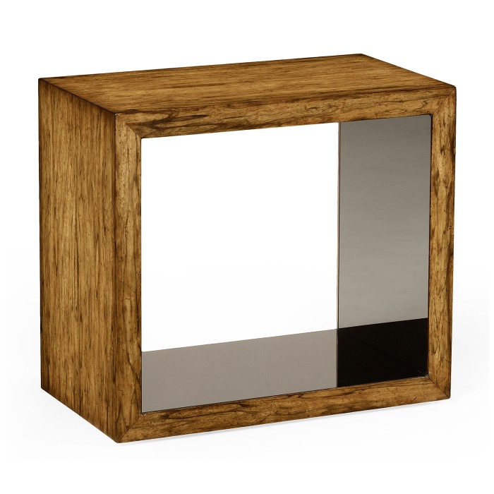 Argentinian walnut & black glass side table