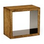 Argentinian walnut & black glass side table