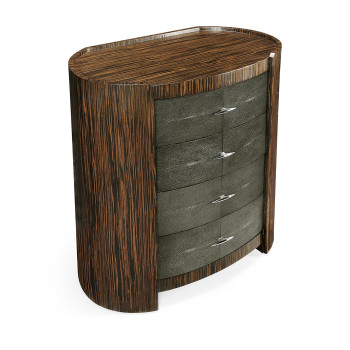 Faux Macassar & Anthracite Shagreen Oval Bedside Chest