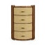 Ivory Shagreen Oval Bedside Chest of Drawers with Brass