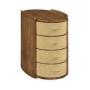 Ivory Shagreen Oval Bedside Chest of Drawers with Brass