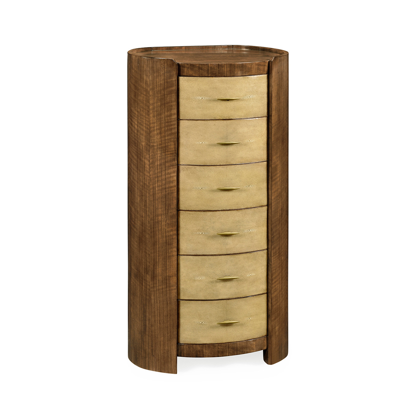 Tall oval chest with brass detailing