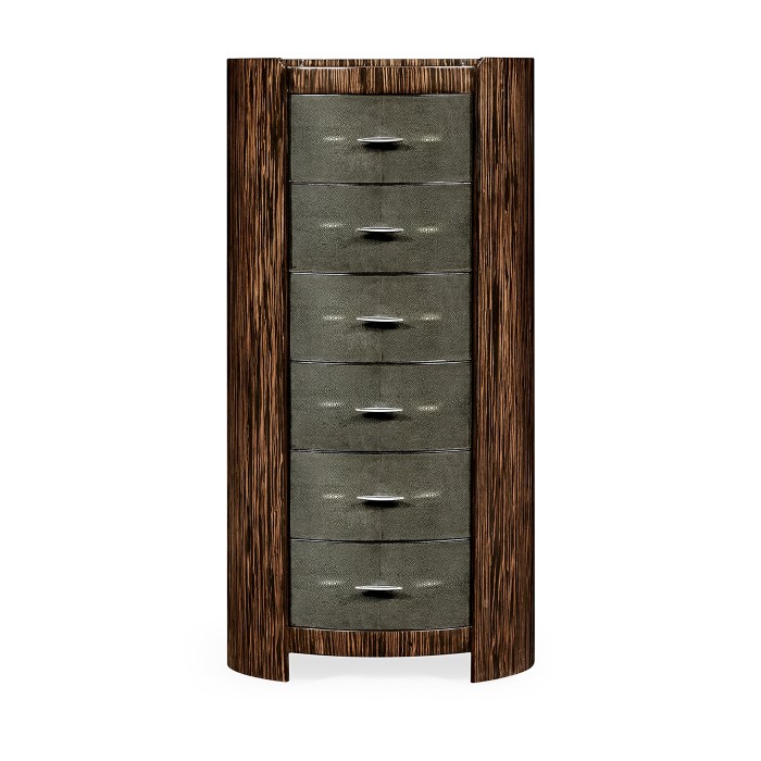 Faux macassar & anthracite shagreen oval chest (Tall)
