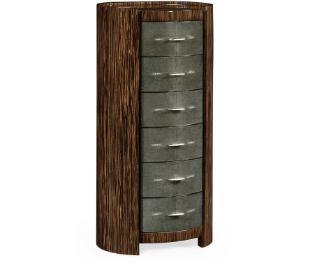 Faux macassar & anthracite shagreen oval chest (Tall)