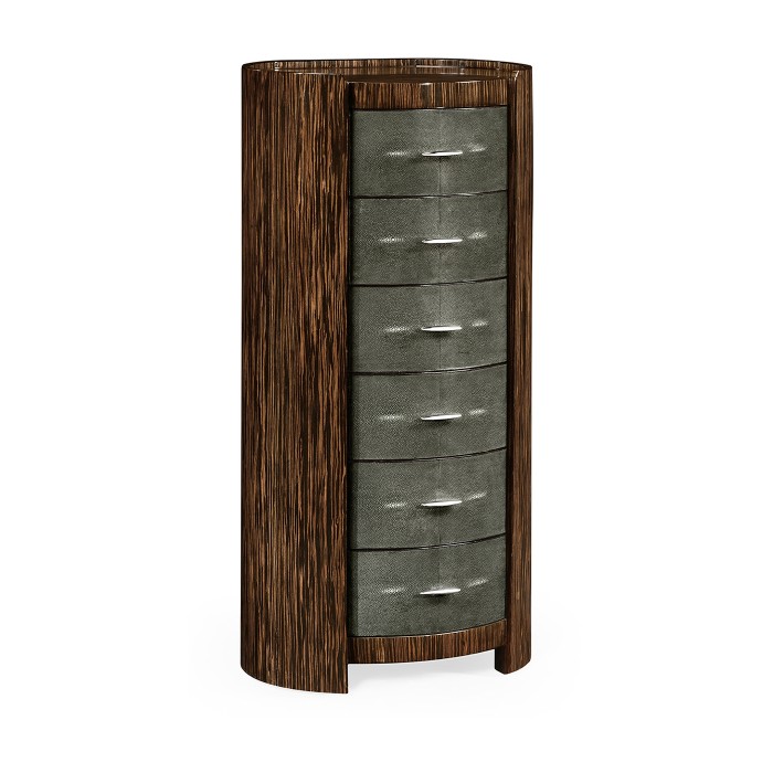 Faux macassar & anthracite shagreen oval chest (Tall)