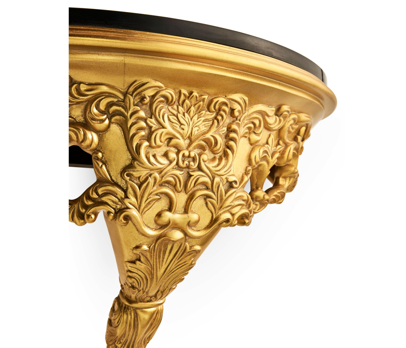 Carved & gilded wall bracket console (Black marble top)