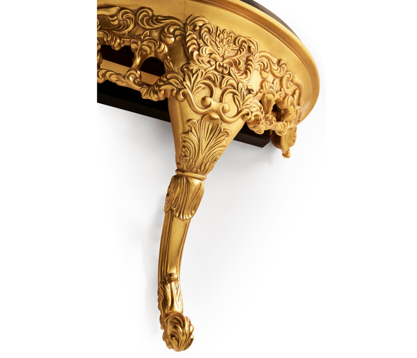 Carved & gilded wall bracket console (Black marble top)