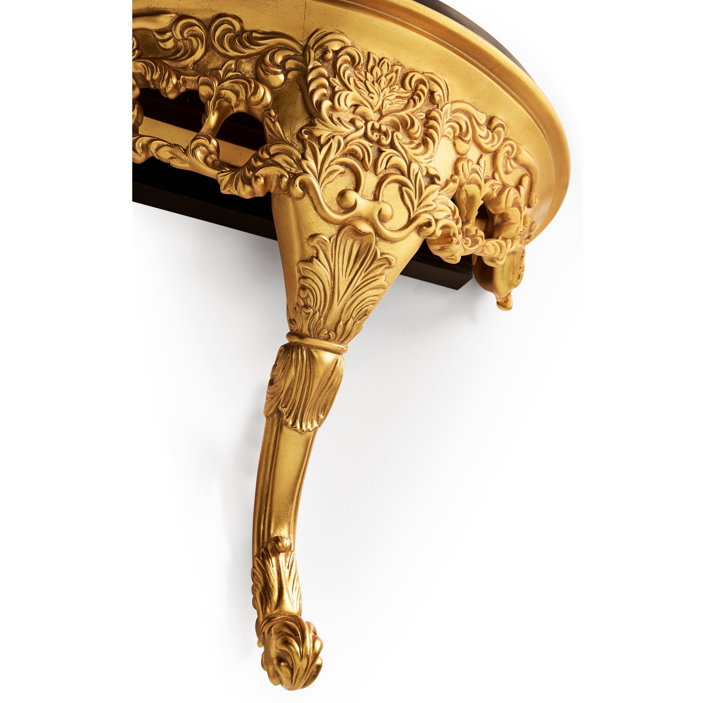 Carved & gilded wall bracket console (Black marble top)