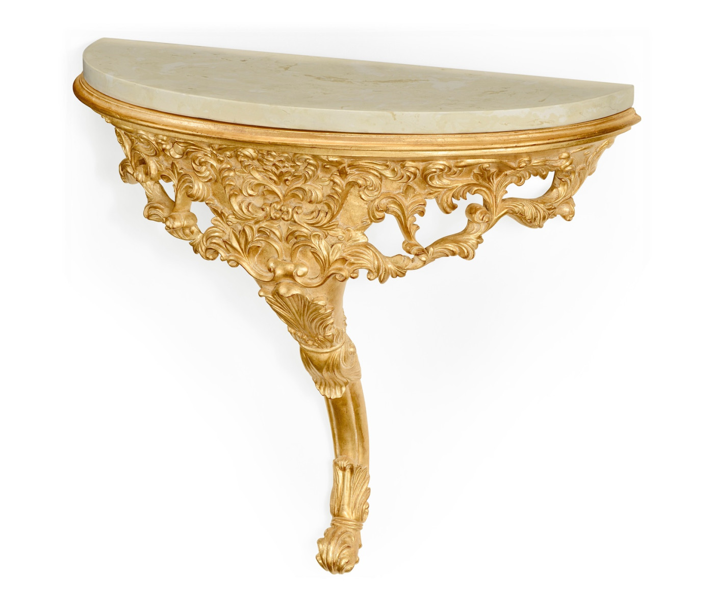 Carved & gilded wall bracket console ( Scagliola top)