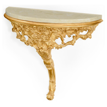Carved & gilded wall bracket console ( Scagliola top)