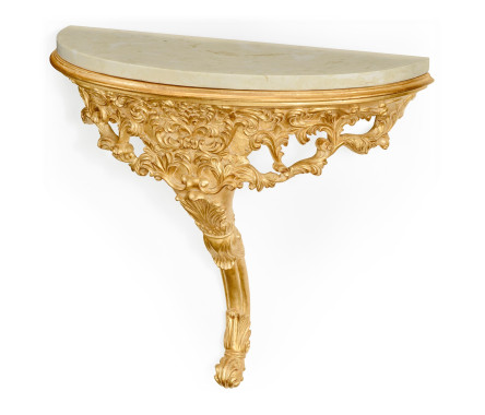 Carved & gilded wall bracket console ( Scagliola top)