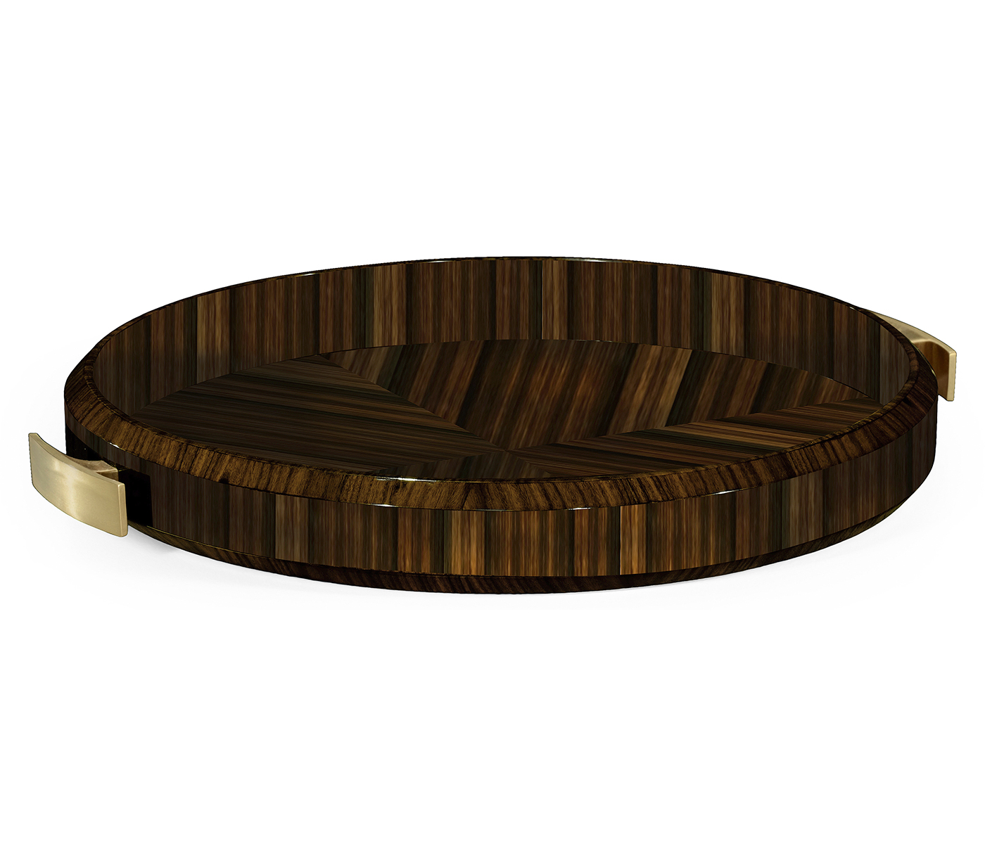 Round Art Deco Macassar Ebony High Lustre Tray