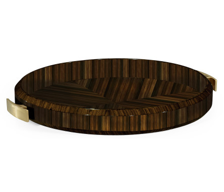 Round Art Deco Macassar Ebony High Lustre Tray