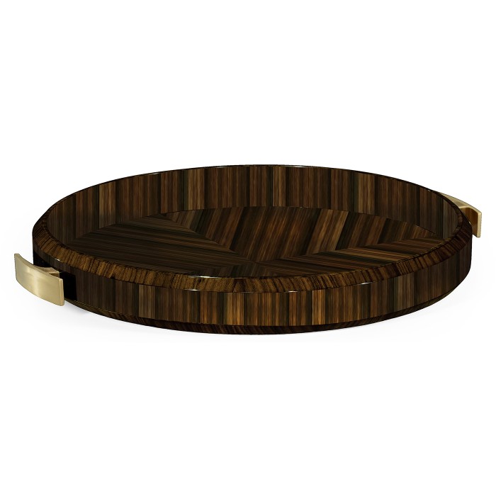 Round Art Deco Macassar Ebony High Lustre Tray