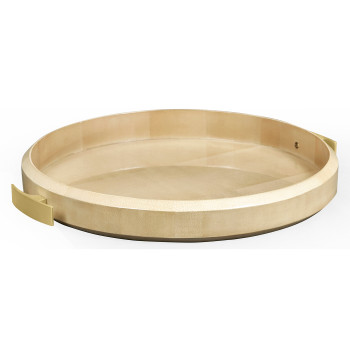 Art Deco Round Tray with Brass