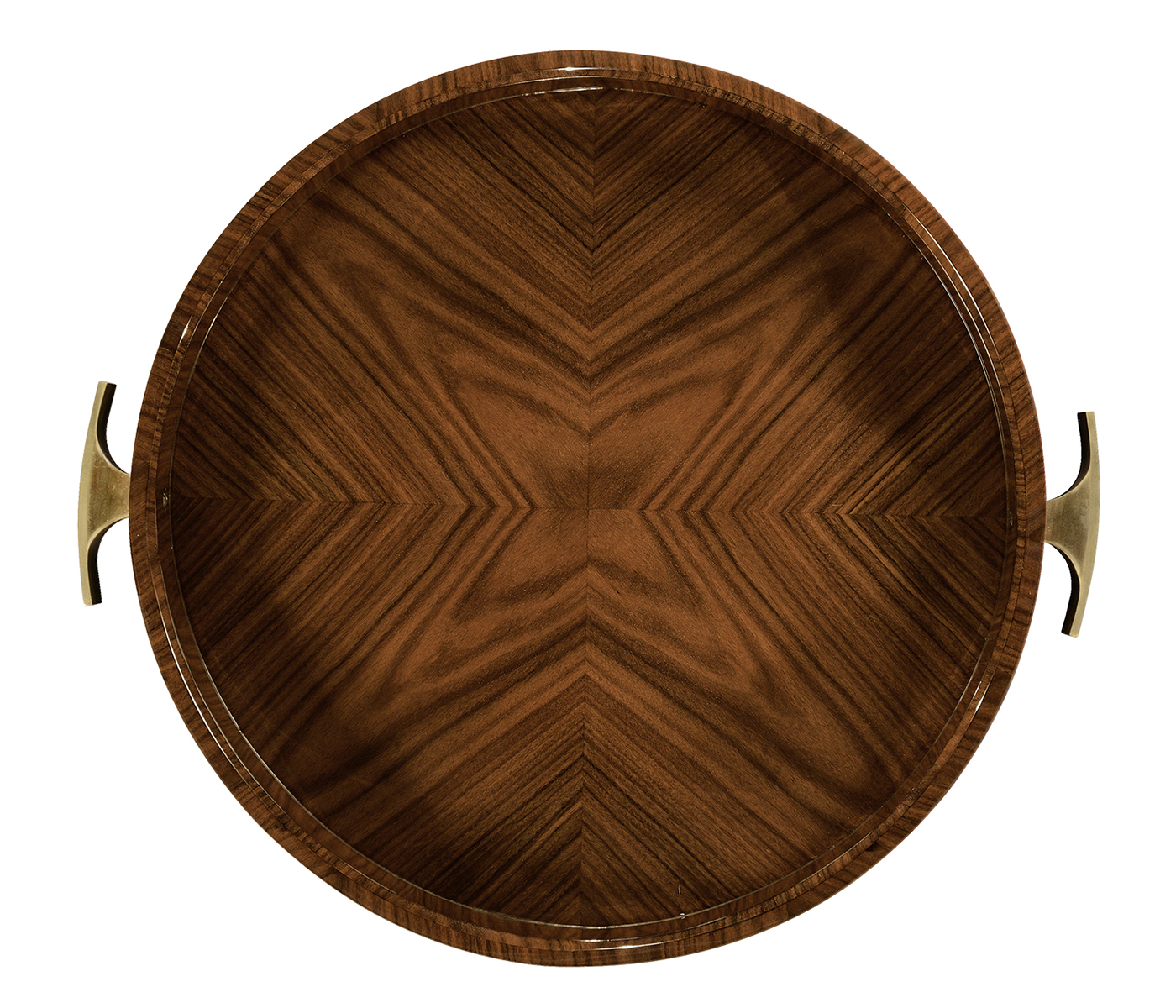 Art Deco High Lustre Round Tray with Brass