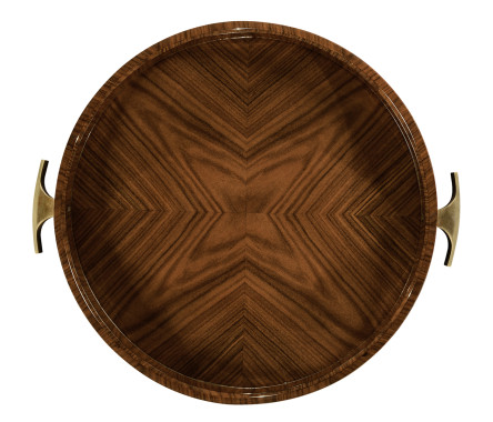 Art Deco High Lustre Round Tray with Brass