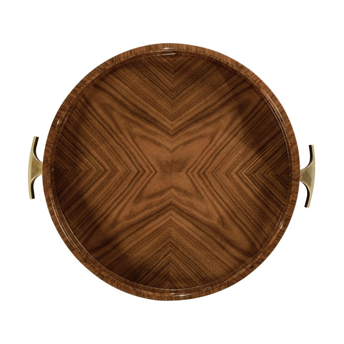 Art Deco Satin Round Tray with Brass