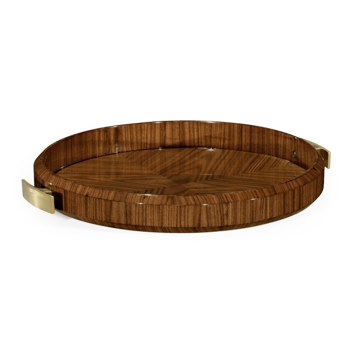 Art Deco Satin Round Tray with Brass