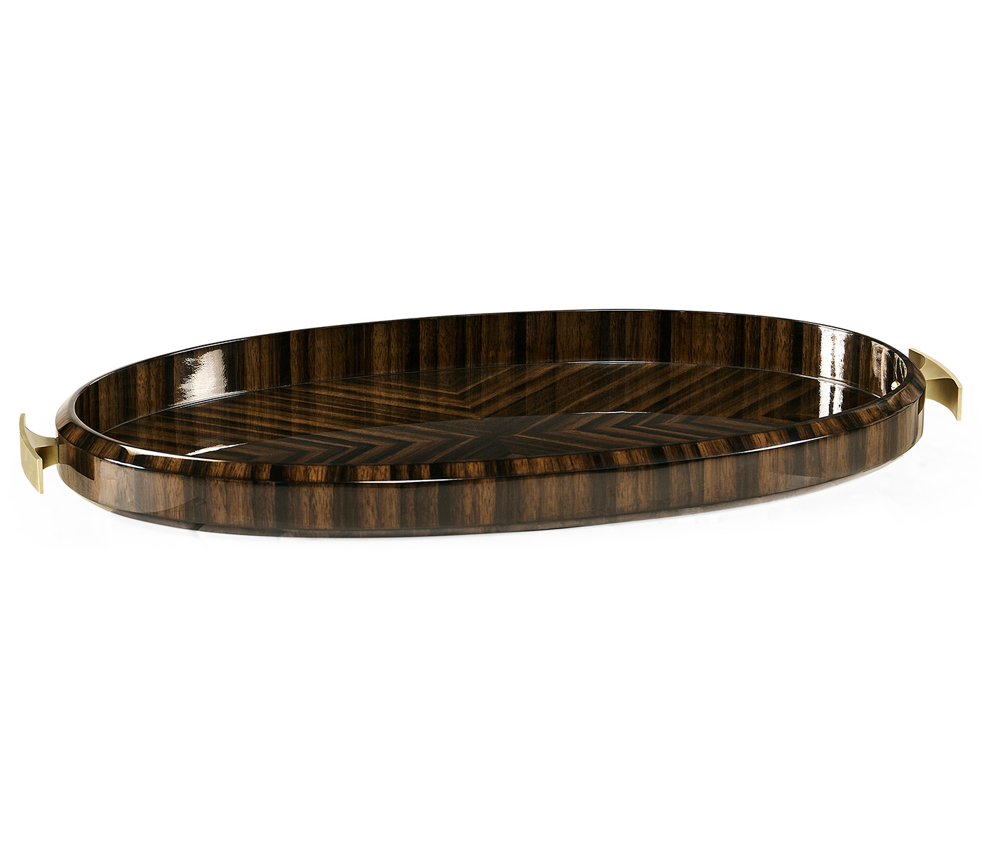 Oval Art Deco Macassar Ebony High Lustre Tray