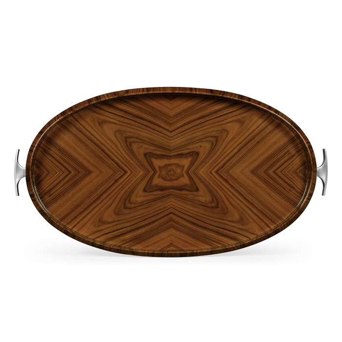 Art Deco Oval Tray with Stainless Steel (High Lustre)