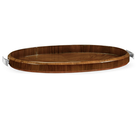 Art Deco Oval Tray with Stainless Steel (High Lustre)