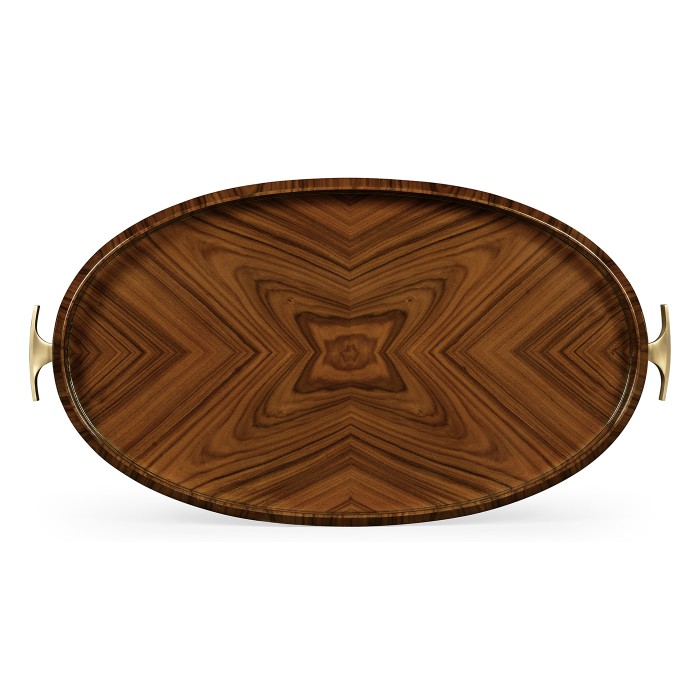 Art Deco High Lustre Oval Tray with Brass