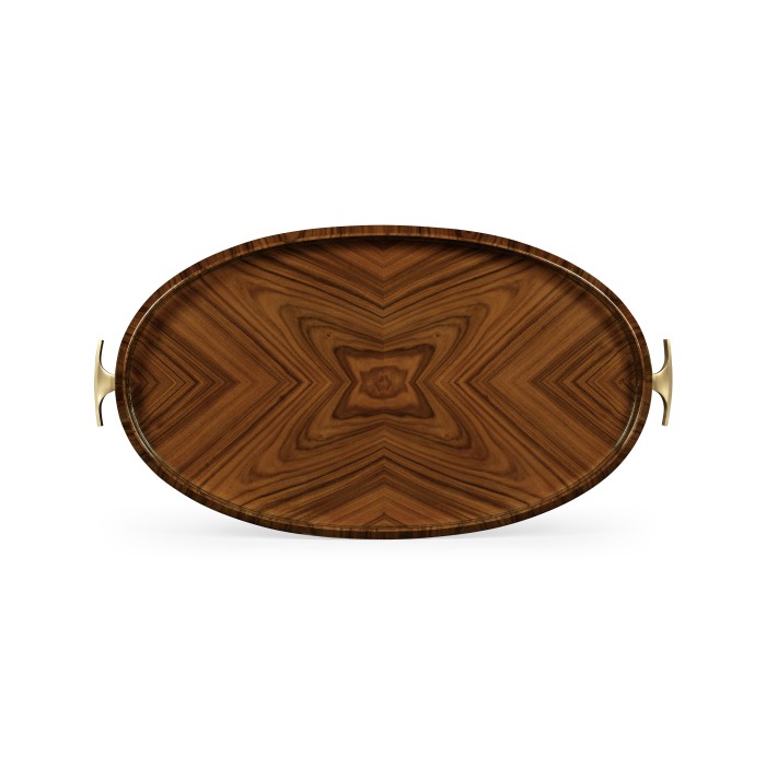 Art Deco High Lustre Oval Tray with Brass