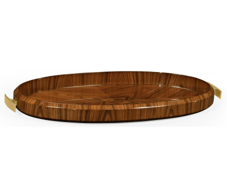 Art Deco High Lustre Oval Tray with Brass